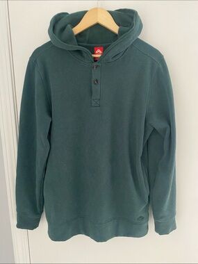 Men’s EMS Thick Teal Green Hooded Henley Sweatshirt Size Medium